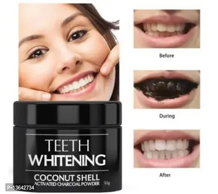 Instant Teeth Whitening Coconut Charcoal Powder without side effect| Best For Yellow Teeth, Gutkha Stain  Tobacco Stain-thumb3