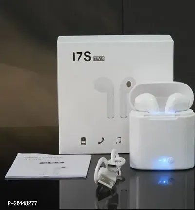 TWS I7 Truly Wireless Bluetooth Headphone stereo music With Powerbank  Bluetooth Headset  (White, True Wireless)-thumb0