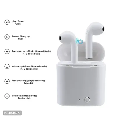 TWS I7 Truly Wireless Bluetooth Headphone stereo music With Powerbank  Bluetooth Headset  (White, True Wireless)-thumb2