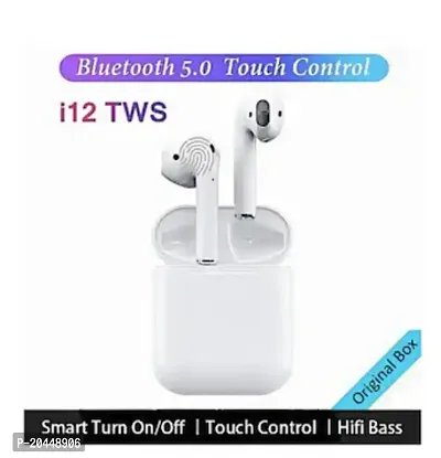 12 earbuds T_W_S True Wireless Bluetooth V5.0 Stereo Headset  (White, True Wireless)