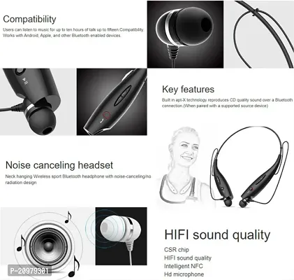 HBS- 730 High bass Sound Bluetooth v5.0 headphone Neckband Bluetooth Headset - Black, In Ear-thumb4