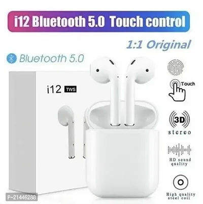 i12 TWS Earphones Wireless Bluetooth 5.0 Earbuds Touch Control Headphones for Android  Ios Devices - White, True Wireless-thumb0