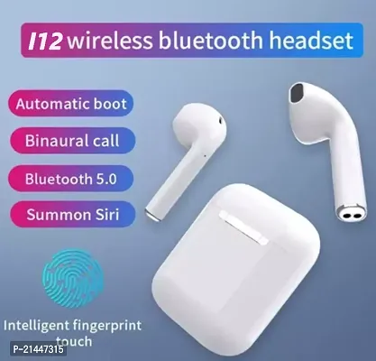 i12 TWS Earphones Wireless Bluetooth 5.0 Earbuds Touch Control Headphones - White, True Wireless