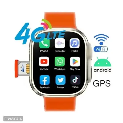 S8 Ultra Pro Smartwatch Fitness Smartwatch with BT v5.0  Mic (Orange Strap, Free Size)