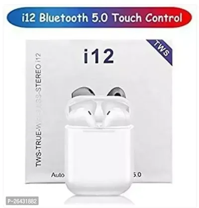 TWS 12 Earphone Stereo v5.0 with Touch Sensor Bluetooth Headset Bluetooth Headset  (Blue, True Wireless)-thumb0