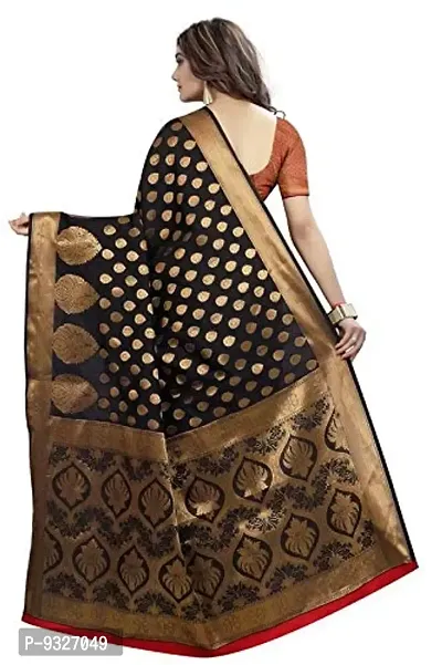 JUST FASHION Women's Black Half and Half Banarasi Art Silk Zari work Saree With Blouse Piece (FPBN75_Black)-thumb3