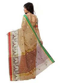 JustFashion Women's Beige Chanderi Silk Saree with Blouse Piece-thumb2