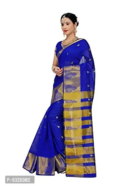 JUST FASHION Women's Royal Blue Traditional Poly Silk Zari work Saree With Blouse Piece (RDBN7605_Royal Blue)-thumb2