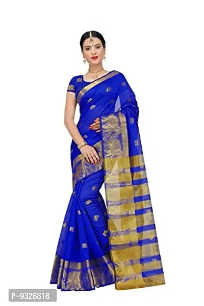 JUST FASHION Women's Royal Blue Traditional Poly Silk Zari work Saree With Blouse Piece (RDBN7628_Royal Blue)