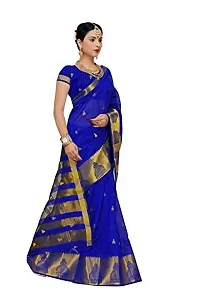 JUST FASHION Women's Royal Blue Traditional Poly Silk Zari work Saree With Blouse Piece (RDBN7605_Royal Blue)-thumb2