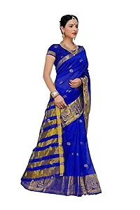 JUST FASHION Women's Royal Blue Traditional Poly Silk Zari work Saree With Blouse Piece (RDBN7610_Royal Blue)-thumb2