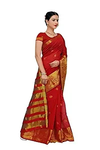 JUST FASHION Women's Red Traditional Poly Silk Zari work Saree With Blouse Piece (RDBN7613_Red)-thumb2