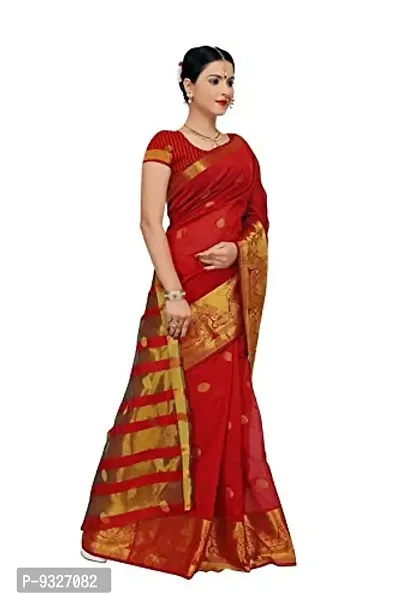 JUST FASHION Women's Red Traditional Poly Silk Zari work Saree With Blouse Piece (RDBN7613_Red)-thumb3