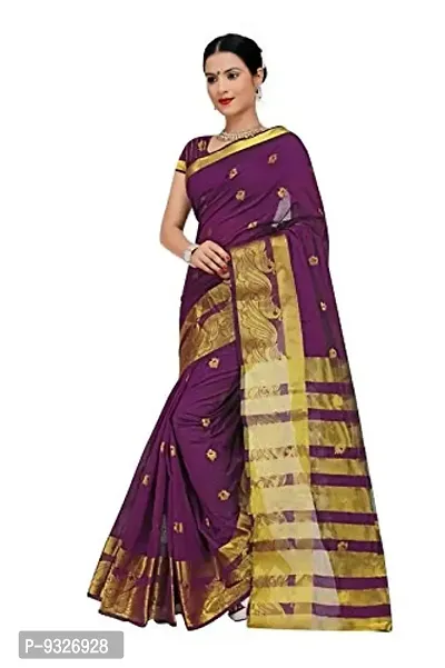 JUST FASHION Women's Magenta Traditional Poly Silk Zari work Saree With Blouse Piece (RDBN7617_Magenta)-thumb2