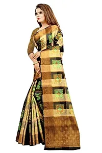 JUST FASHION Women's Green Checkered Banarasi Cotton Zari work Saree With Blouse Piece (JFBN94_Green)-thumb1