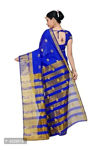 JUST FASHION Women's Royal Blue Traditional Poly Silk Zari work Saree With Blouse Piece (RDBN7628_Royal Blue)-thumb4