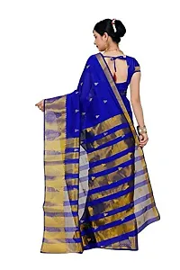 JUST FASHION Women's Royal Blue Traditional Poly Silk Zari work Saree With Blouse Piece (RDBN7605_Royal Blue)-thumb3