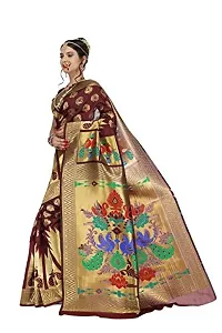 JUST FASHION Women's Maroon Traditional Banarasi Art Silk Zari work Saree With Blouse Piece (RDBN7431_Maroon)-thumb1