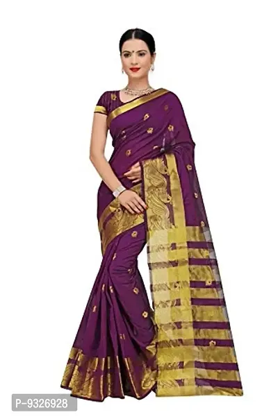 JUST FASHION Women's Magenta Traditional Poly Silk Zari work Saree With Blouse Piece (RDBN7617_Magenta)-thumb0