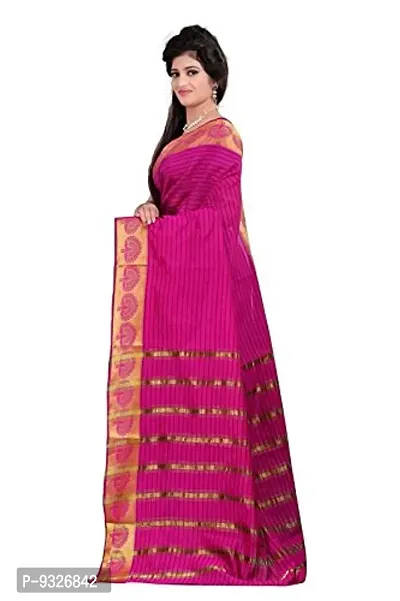 JustFashion Women's Pink Banarasi Art Silk Saree With Blouse Piece-thumb3