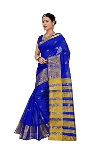 JUST FASHION Women's Royal Blue Traditional Poly Silk Zari work Saree With Blouse Piece (RDBN7610_Royal Blue)-thumb1