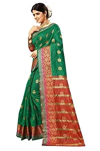 JUST FASHION Women's Green Traditional Banarasi Art Silk Zari work Saree With Blouse Piece (JFBN59_Green)-thumb1