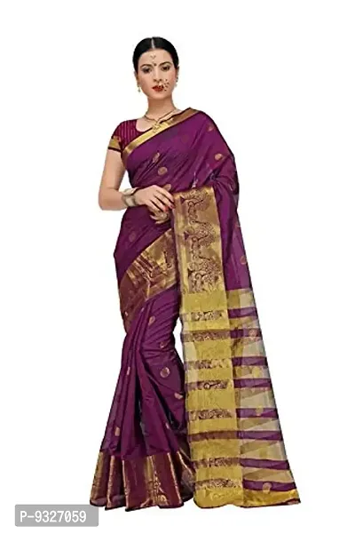 JUST FASHION Women's Magenta Traditional Poly Silk Zari work Saree With Blouse Piece (RDBN7611_Magenta)