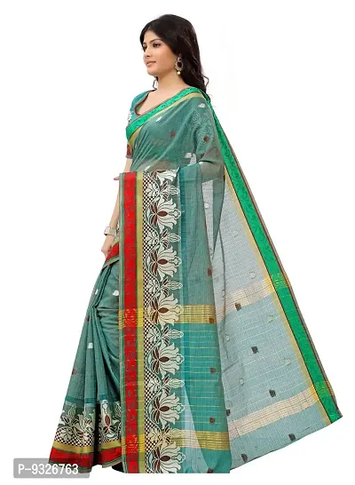 JustFashion Women's Turquoise Chanderi Silk Saree with Blouse Piece-thumb2