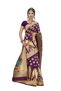 JUST FASHION Women's Magenta Traditional Banarasi Art Silk Zari work Saree With Blouse Piece (RDBN7432_Magenta)-thumb3