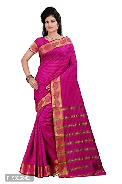 JustFashion Women's Pink Banarasi Art Silk Saree With Blouse Piece-thumb0