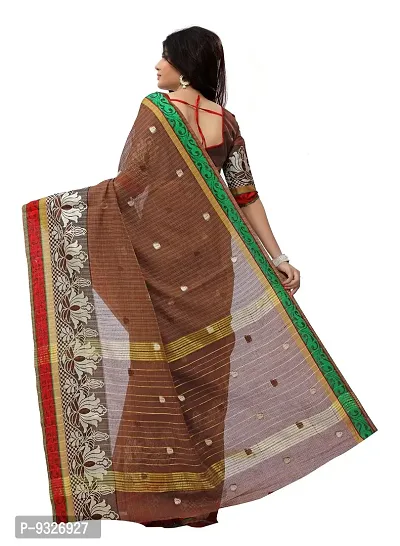 JustFashion Women's Brown Chanderi Silk Saree with Blouse Piece-thumb3