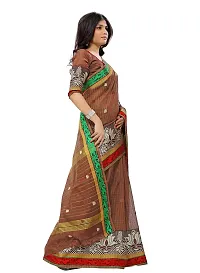 JustFashion Women's Brown Chanderi Silk Saree with Blouse Piece-thumb3