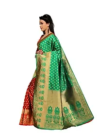 JustFashion Women's Green Banarasi Silk Saree with Blouse Piece-thumb1