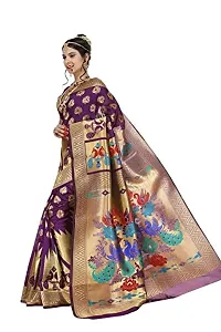 JUST FASHION Women's Magenta Traditional Banarasi Art Silk Zari work Saree With Blouse Piece (RDBN7432_Magenta)-thumb1