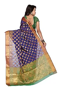 JUST FASHION Women's Blue Traditional Banarasi Kanjivaram Poly Silk Zari work Saree With Blouse Piece (VKBN553_Blue)-thumb2