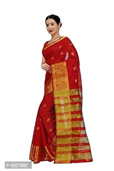 JUST FASHION Women's Red Traditional Poly Silk Zari work Saree With Blouse Piece (RDBN7613_Red)-thumb2