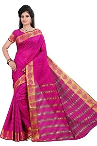 JustFashion Women's Pink Banarasi Art Silk Saree With Blouse Piece-thumb1