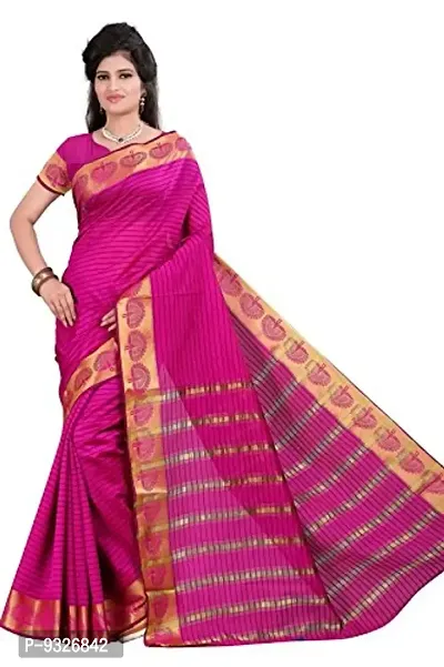 JustFashion Women's Pink Banarasi Art Silk Saree With Blouse Piece-thumb2