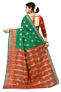 JUST FASHION Women's Green Traditional Banarasi Art Silk Zari work Saree With Blouse Piece (JFBN59_Green)-thumb3