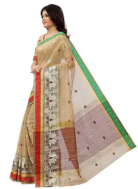 JustFashion Women's Beige Chanderi Silk Saree with Blouse Piece-thumb1