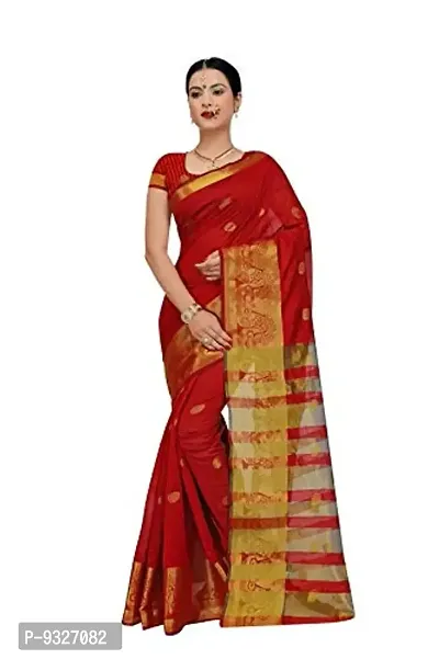 JUST FASHION Women's Red Traditional Poly Silk Zari work Saree With Blouse Piece (RDBN7613_Red)