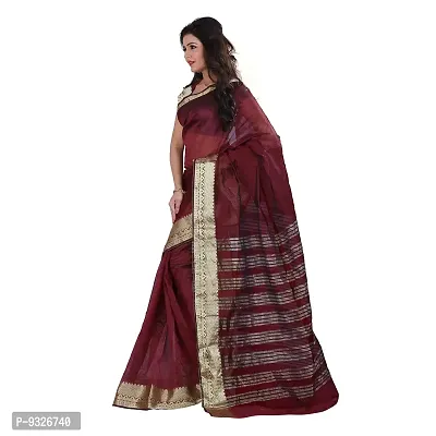 JustFashion Maroon Maheshwari Art Silk Saree with Blouse Piece-thumb2