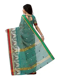 JustFashion Women's Turquoise Chanderi Silk Saree with Blouse Piece-thumb2