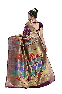 JUST FASHION Women's Magenta Traditional Banarasi Art Silk Zari work Saree With Blouse Piece (RDBN7432_Magenta)-thumb2