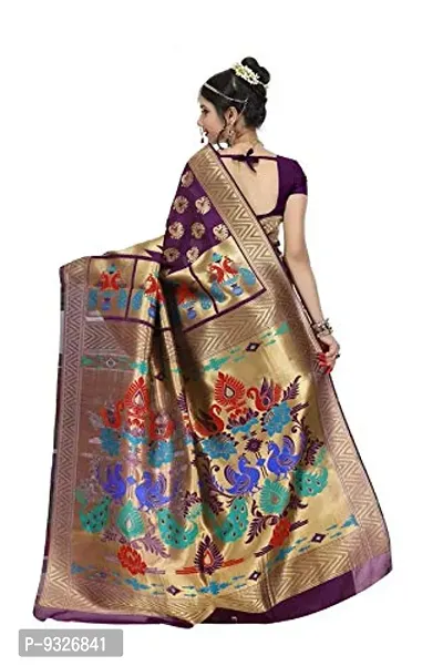 JUST FASHION Women's Magenta Traditional Banarasi Art Silk Zari work Saree With Blouse Piece (RDBN7432_Magenta)-thumb3