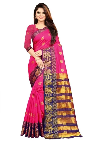 Stunning Banarasi Art Silk Zari Woven Women Saree with Blouse piece