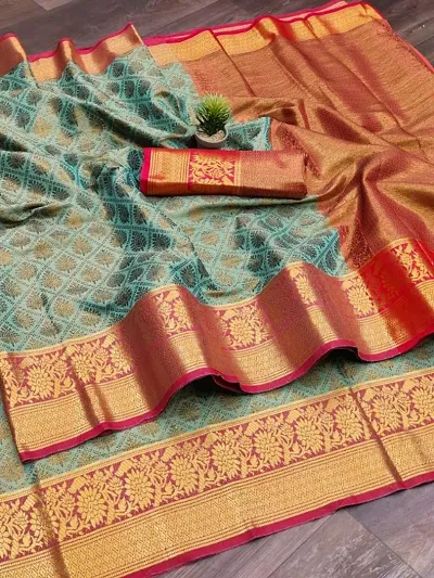 Soft Silk Banarasi Zari Woven Sarees with Blouse Piece