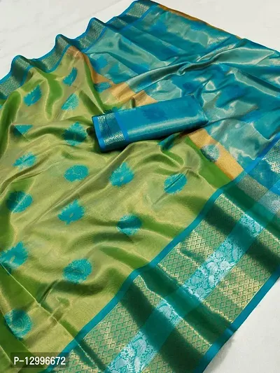 Tranoli Banarasi Tissue Silk Zari Woven Sarees with Blouse Piece-thumb0