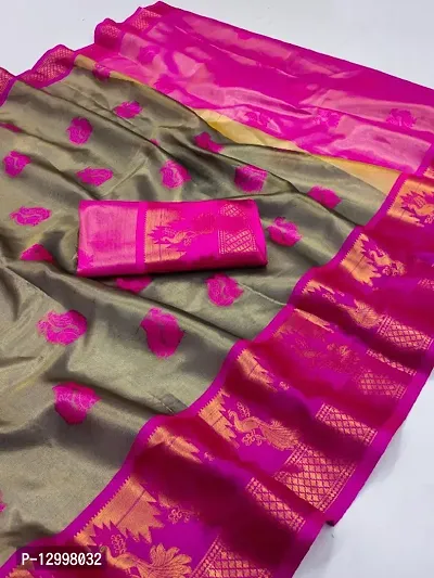 Tranoli Banarasi Tissue Silk Zari Woven Sarees with Blouse Piece-thumb0