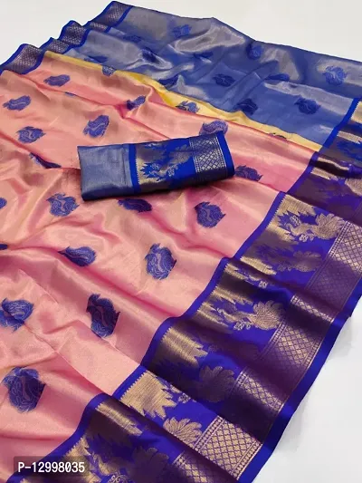 Tranoli Banarasi Tissue Silk Zari Woven Sarees with Blouse Piece